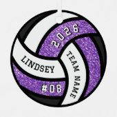 Volleyball Team Spieler Lila Glitzer Weihnachten Ornament Aus Metall (Vorderseite)