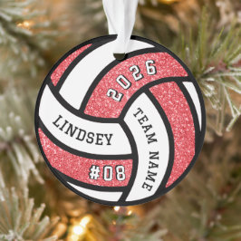Volleyball Team Spieler Roter Glitzer Weihnachten Ornament
