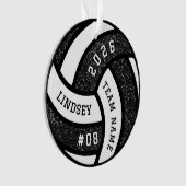 Volleyball Team Spieler Schwarzer Glitzer Weihnach Ornament (Vorderseite)