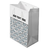 Volleyball Team Sport Custom Text Schwarz Mittlere Geschenktüte (Rückseite Schrägansicht)