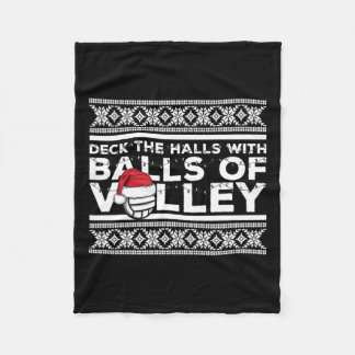 Volleyball Team Ugly Sweater Christmas Lights Sant Fleecedecke