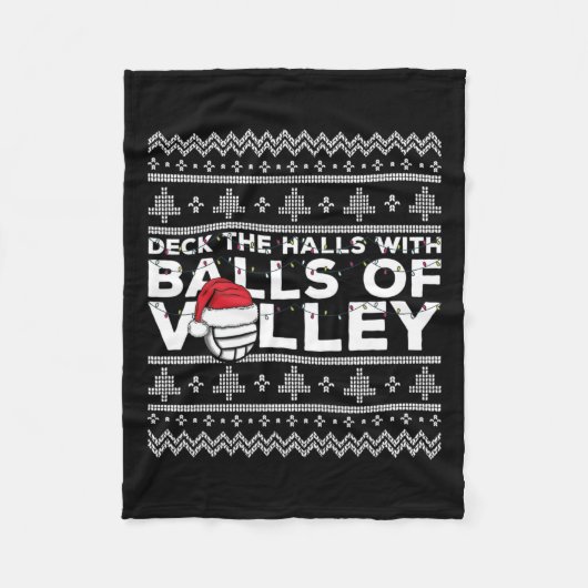 Volleyball Team Ugly Sweater Christmas Lights Sant Fleecedecke (Vorderseite)
