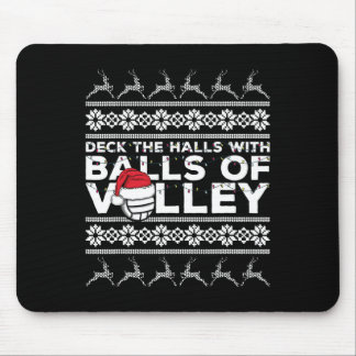 Volleyball Team Ugly Sweater Christmas Lights Sant Mousepad