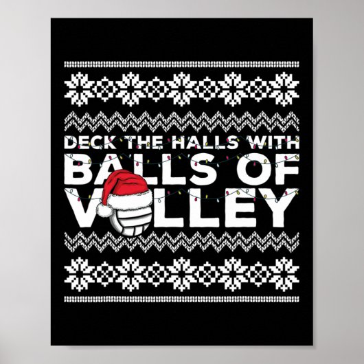 Volleyball Team Ugly Sweater Christmas Lights Sant Poster (Vorne)