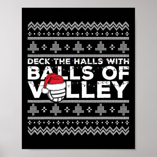 Volleyball Team Ugly Sweater Christmas Lights Sant Poster (Vorne)