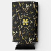 Volleyball Tennis Gold Ace Text schwarz Selters Dosenkühler (Vorderseite)