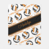 Volleyball-Textmuster der Liebe schwarz orange I Fleecedecke (Vorderseite)