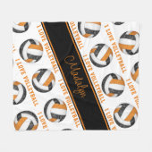 Volleyball-Textmuster der Liebe schwarz orange I Fleecedecke (Vorderseite (Horizontal))