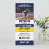 Volleyball-Ticket Geburtstag Einladung (Stehend Vorderseite)
