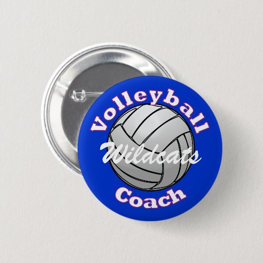 Volleyball-Trainer auf Blau Button (Vorne & Hinten)