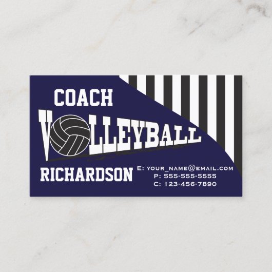 Volleyball-Trainer - Dunkelblau Visitenkarte (Vorderseite)