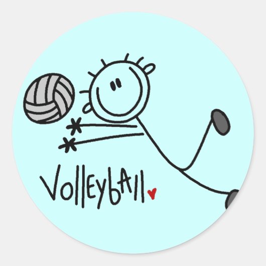 Volleyball-Tshirts und Geschenke für Strichmännche Runder Aufkleber (Vorderseite)