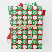 Volleyball und Schneeflocken Rote und Grüne Weihna Geschenkpapier Set (Beispiel)