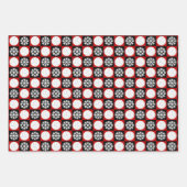 Volleyball und Schneeflocken Rote und Schwarze Wei Geschenkpapier Set (Vorderseite)