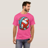 Volleyball Unterstützerteam Flagge USA Beach Ameri T-Shirt (Vorne ganz)