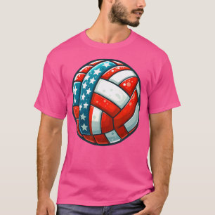Volleyball Unterstützerteam Flagge USA Beach Ameri T-Shirt