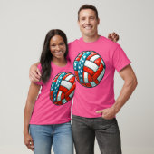 Volleyball Unterstützerteam Flagge USA Beach Ameri T-Shirt (Unisex)
