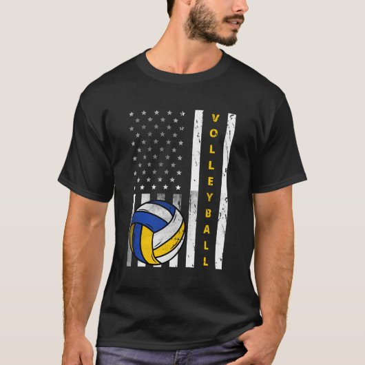 Volleyball US Flag Volleyball T-Shirt (Vorderseite)