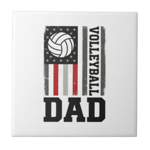Volleyball-Vater Amerikanische Flagge Vintage-Grav Fliese