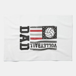 Volleyball-Vater Amerikanische Flagge Vintage-Grav Geschirrtuch
