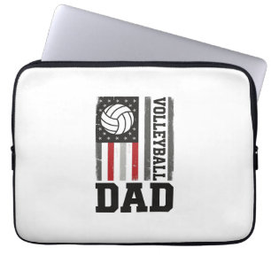 Volleyball-Vater Amerikanische Flagge Vintage-Grav Laptopschutzhülle