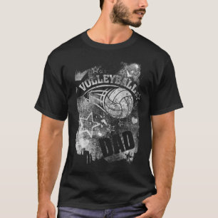 Volleyball-Vater, Black Grunge Volleyball T-Shirt
