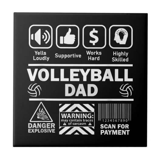 Volleyball-Vater Witziger Inhalt des Sportvaters Fliese (Vorderseite)