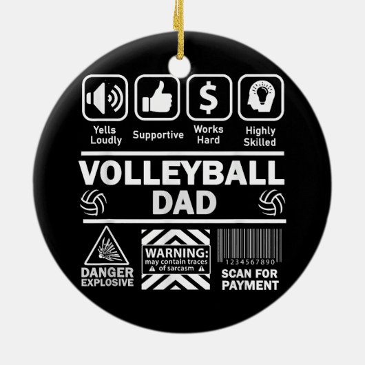Volleyball-Vater Witziger Inhalt des Sportvaters Keramik Ornament (Hinten)