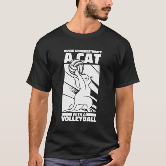 Volleyball Vball Beach - Volleyball Katze T-Shirt (Vorderseite)