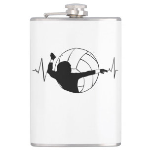 Volleyball - Volleyball Player Heartbeat Flachmann