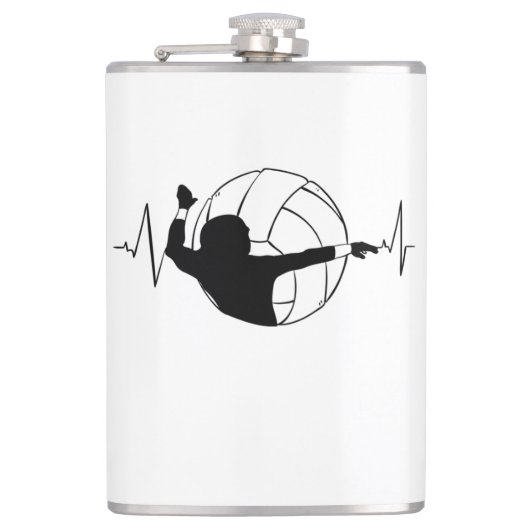 Volleyball - Volleyball Player Heartbeat Flachmann (Vorderseite)