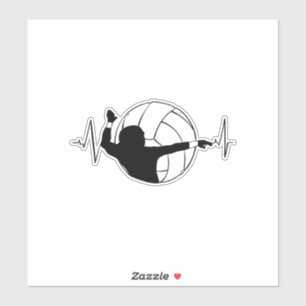 Volleyball - Volleyballspieler Herzschlag Aufkleber