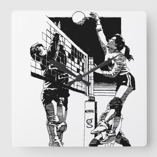 Volleyball-Wall-Uhr Quadratische Wanduhr (Vorderseite)
