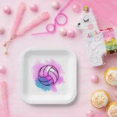 Volleyball Watercolor Abstrakt Pappteller (Party)