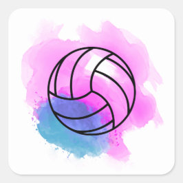 Volleyball Watercolor Quadratischer Aufkleber