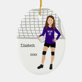 Volleyball Weiblich Brünett Lila und schwarz Keramik Ornament