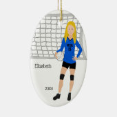 Volleyball Weibliche Blonde Blau & Schwarz Keramik Ornament (Rechts)