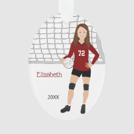 Volleyball Weibliche Brünett in Rot und Schwarz Ornament