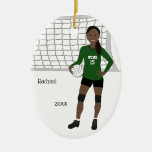 Volleyball Weibliche Schwarze Haare Grün & Schwarz Keramik Ornament