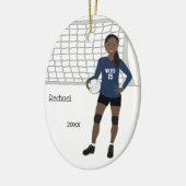 Volleyball Weibliche Schwarze Haare in dunkelblau Keramik Ornament (Links)