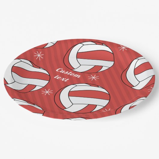 Volleyball Weihnachten gestreift festlicher Ball S Pappteller (Schrägansicht)