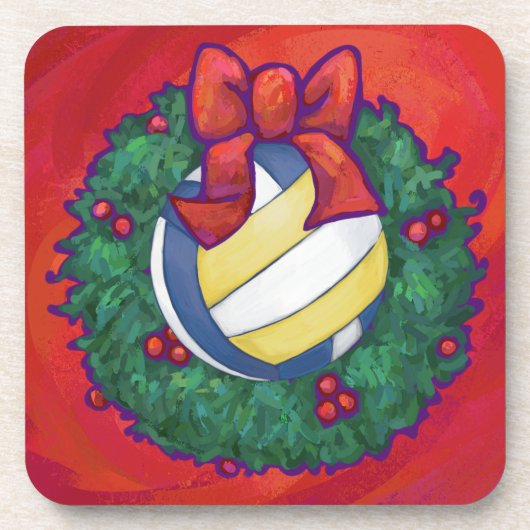Volleyball Weihnachten Getränkeuntersetzer (Vorderseite)