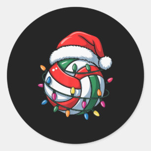 Volleyball Weihnachten Santa Hut Volleyball Sport  Runder Aufkleber