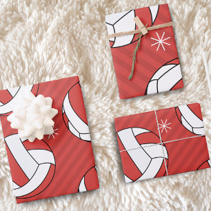 Volleyball Weihnachten Strichen Fester Ball Schnee Geschenkpapier Set