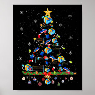 Volleyball Weihnachtsbaum Lichter Funny Xmas Sport Poster