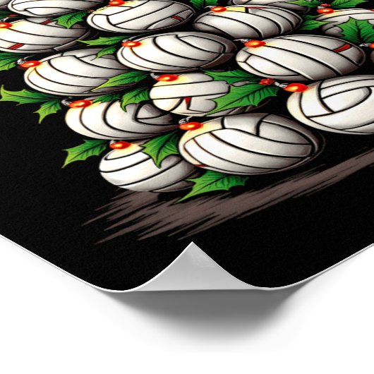 Volleyball Weihnachtsbaum Urlaub Poster (Ecke)