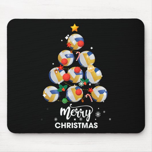 Volleyball Weihnachtsbaum Weihnachtsgeschenk Mousepad (Vorne)