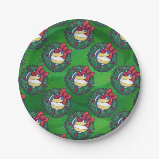 Volleyball Weihnachtsfest Pappteller (Vorderseite)