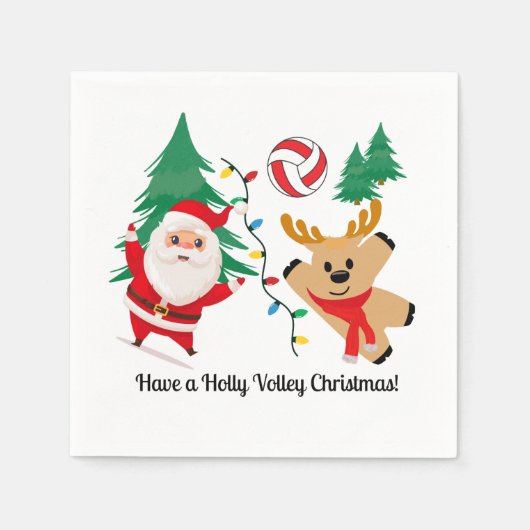 Volleyball Weihnachtsmann Cocktail Serviette (Vorderseite)