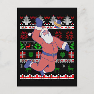 Volleyball Weihnachtsmann Hässliches Weihnachten Postkarte